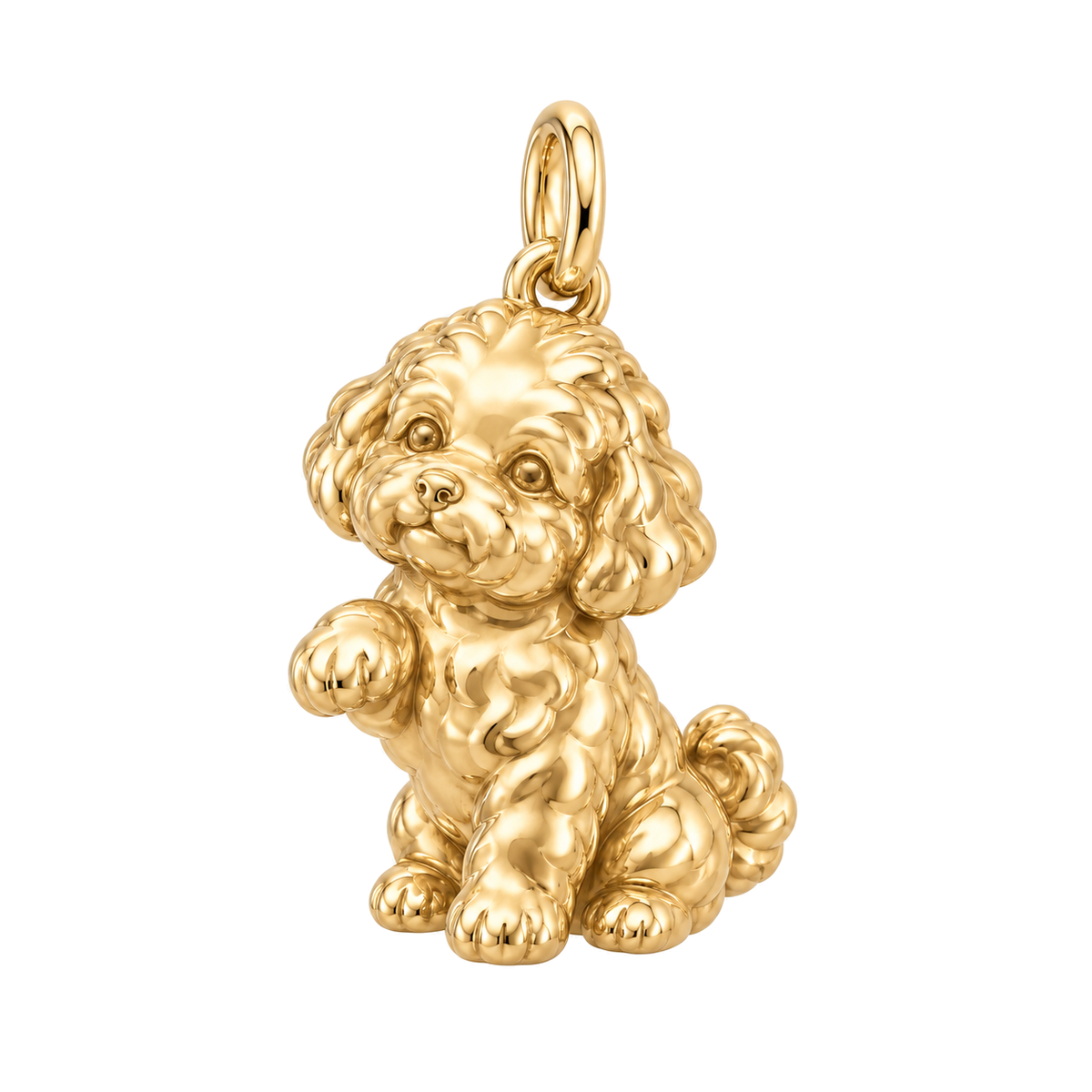 Bichon Frise — My Baby Charm and Polyester Cord Bracelet Set — Gold