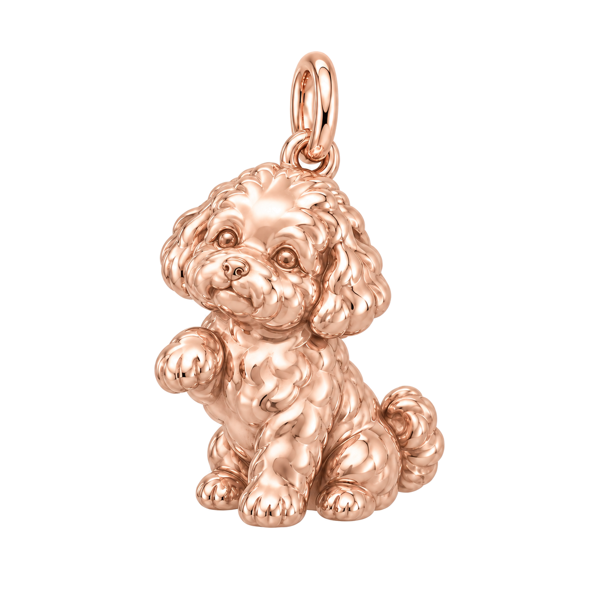 Bichon Frise — My Baby Charm and Polyester Cord Bracelet Set — Rose Gold