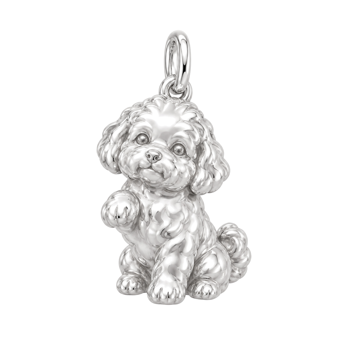 Bichon Frise — My Baby Charm and Polyester Cord Bracelet Set — Silver