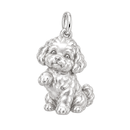 Bichon Frise — My Baby Charm and Polyester Cord Bracelet Set — Silver