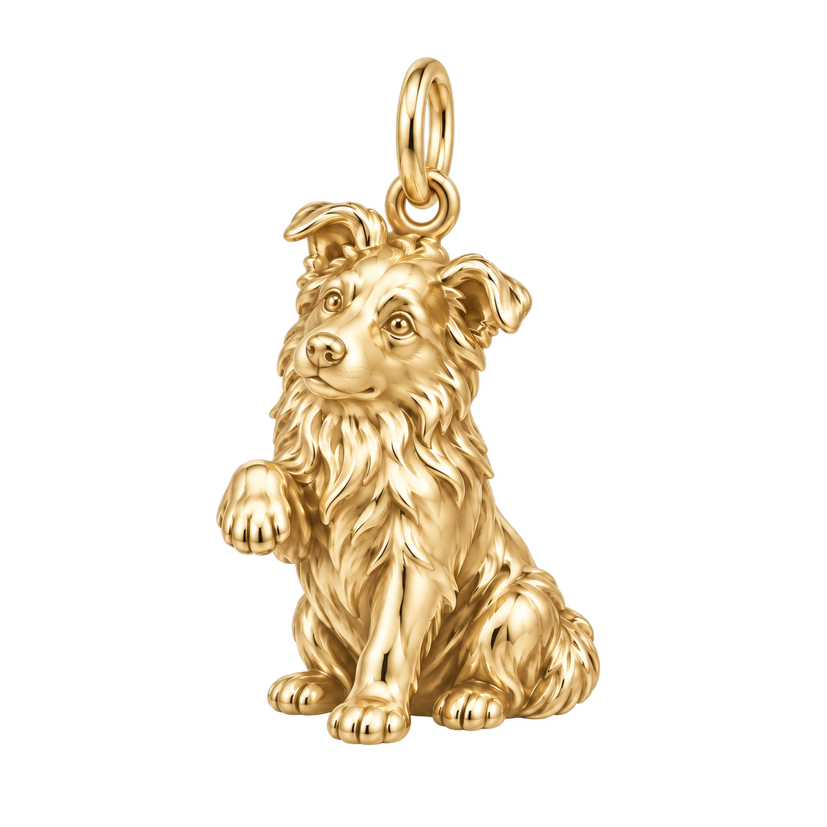 Border Collie - rough coat — My Baby Charm and Polyester Cord Bracelet Set — Gold