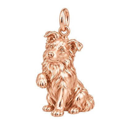Border Collie - rough coat — My Baby Charm and Polyester Cord Bracelet Set — Rose Gold