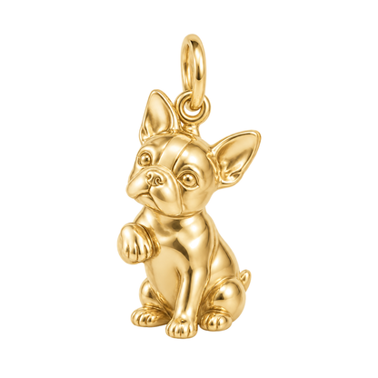 Boston Terrier — My Baby Charm and Polyester Cord Bracelet Set — Gold