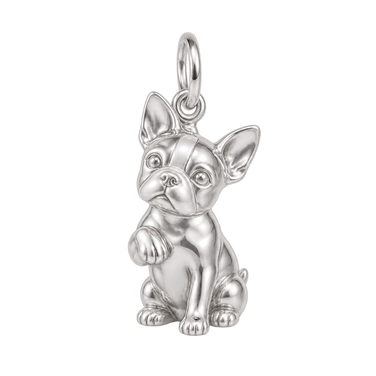 Boston Terrier — My Baby Charm and Polyester Cord Bracelet Set — Silver