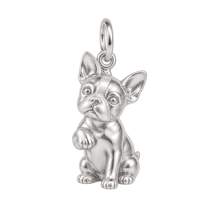 Boston Terrier — My Baby Charm and Polyester Cord Bracelet Set — Silver