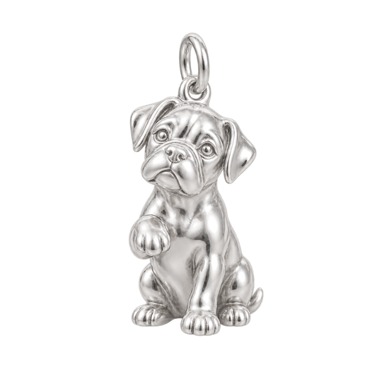 Boxer — My Baby Charm and Polyester Cord Bracelet Set — Silver