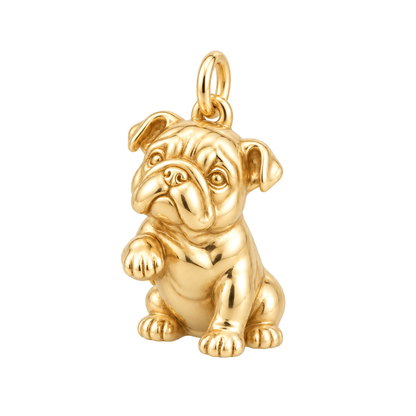 Bulldog — My Baby Charm and Polyester Cord Bracelet Set — Gold