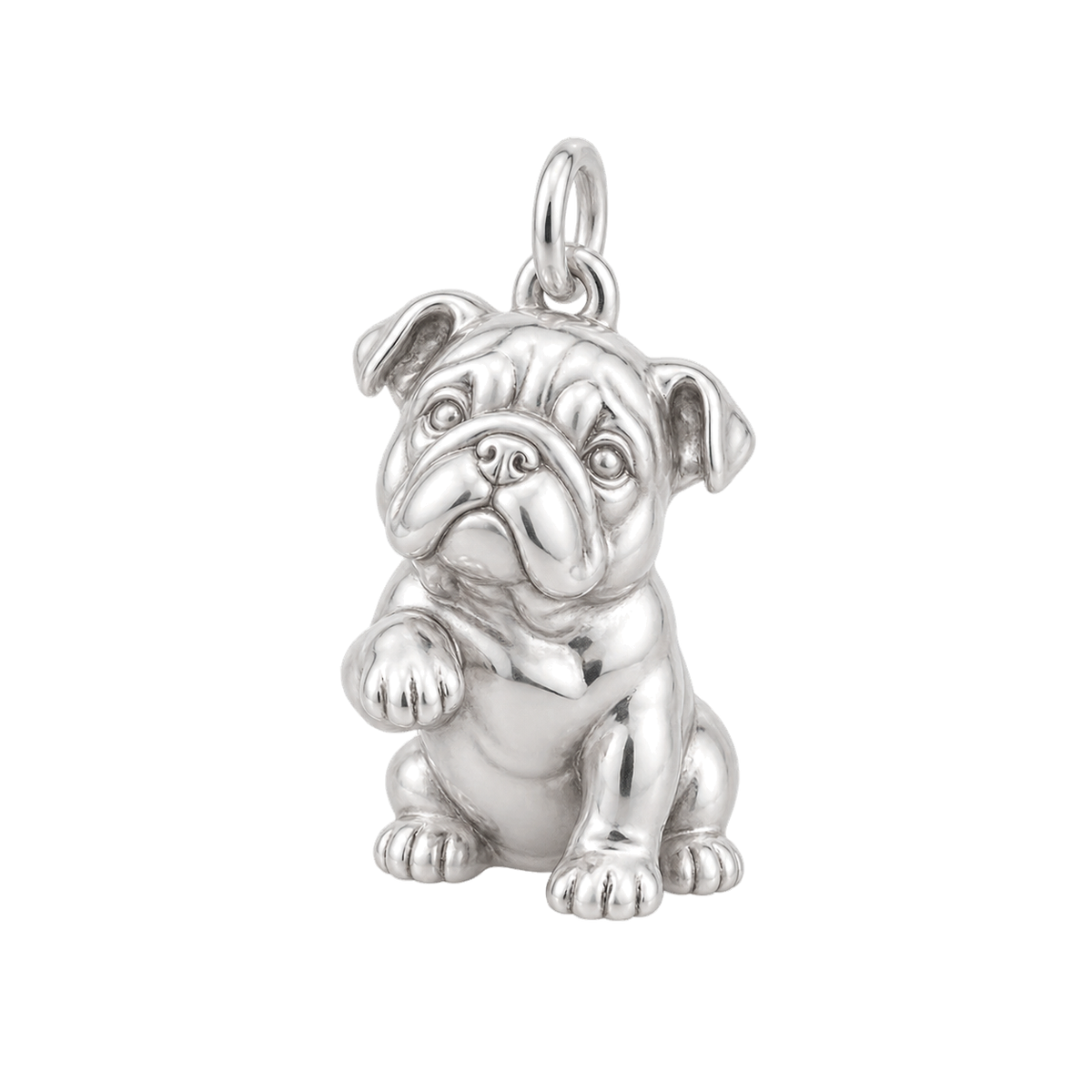Bulldog — My Baby Charm and Polyester Cord Bracelet Set — Silver