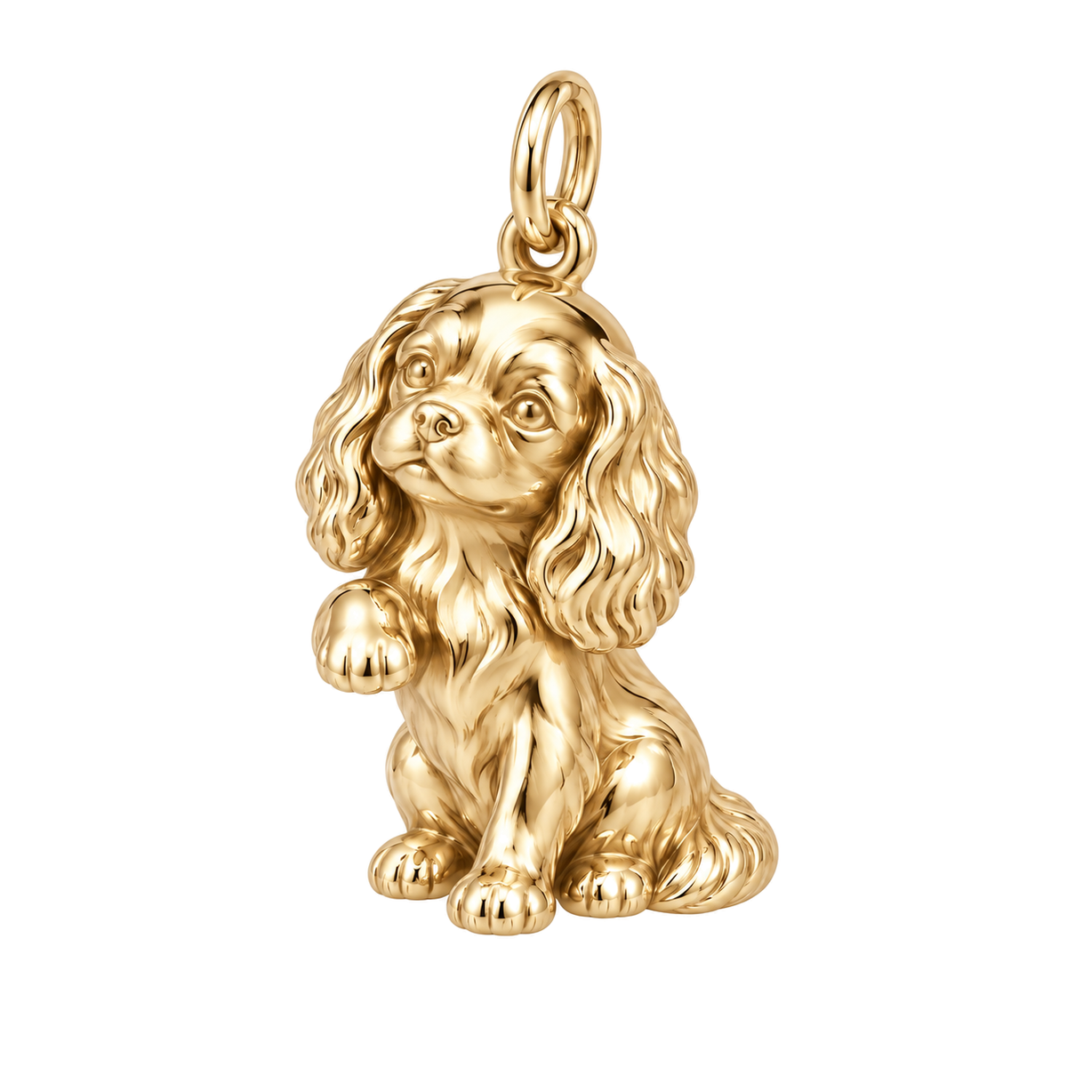Cavalier King Charles Spaniel — My Baby Charm and Polyester Cord Bracelet Set — Gold