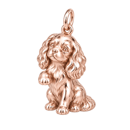Cavalier King Charles Spaniel — My Baby Charm and Polyester Cord Bracelet Set — Rose Gold