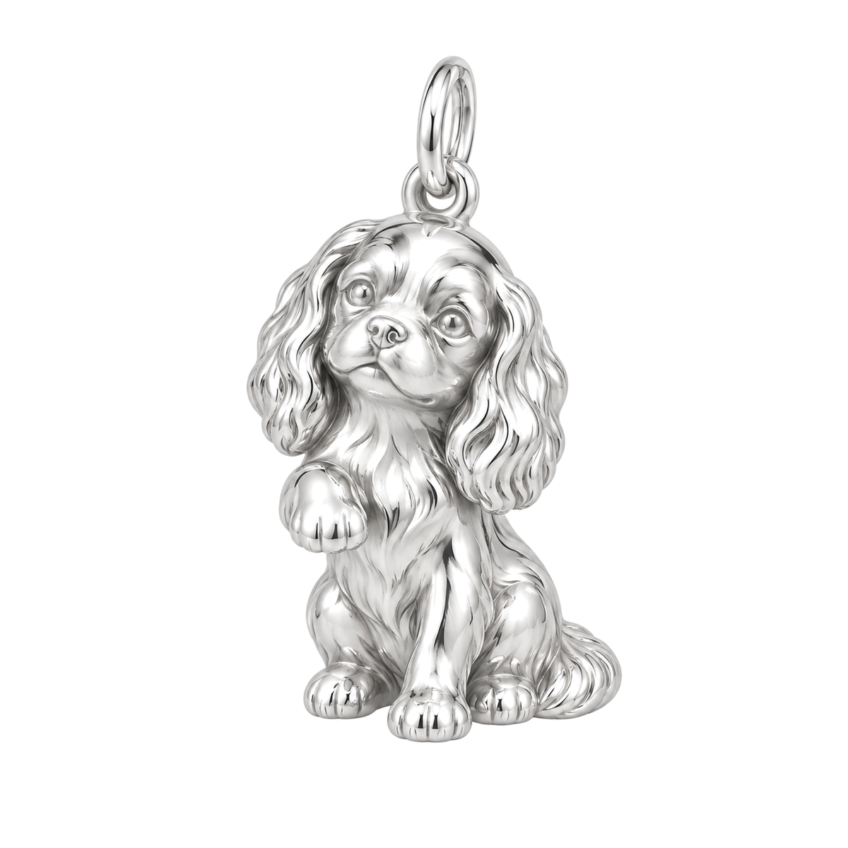 Cavalier King Charles Spaniel — My Baby Charm and Polyester Cord Bracelet Set — Silver