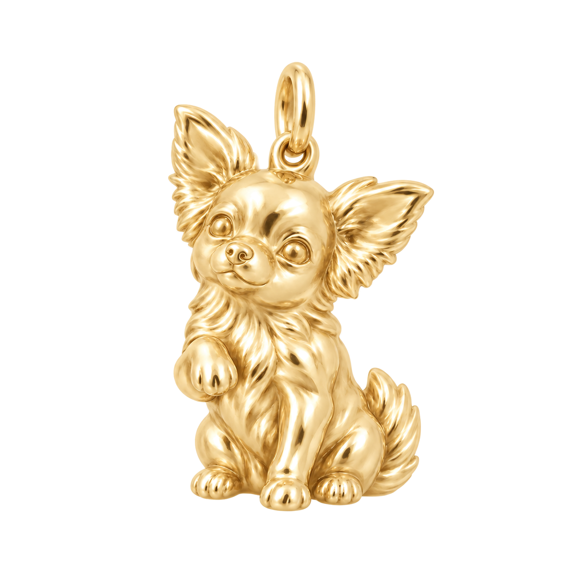 Chihuahua - long hair — My Baby Charm and Polyester Cord Bracelet Set — Gold