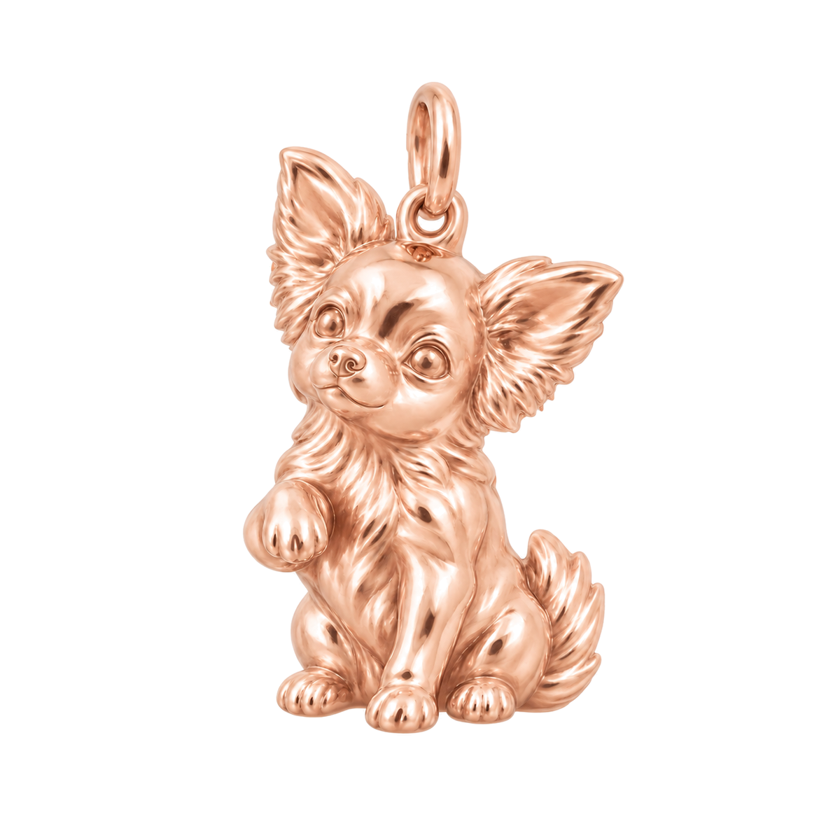 Chihuahua - long hair — My Baby Charm and Polyester Cord Bracelet Set — Rose Gold
