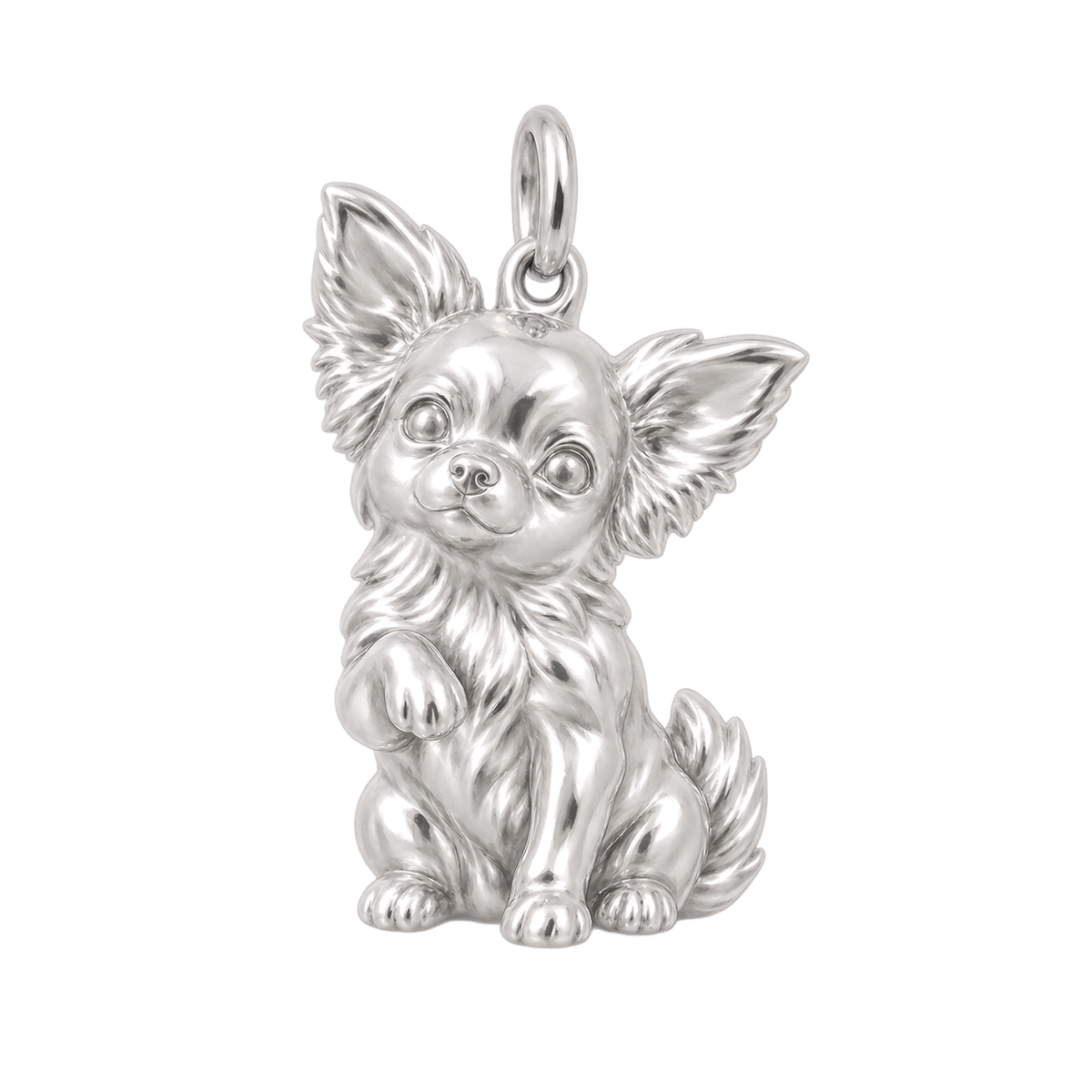 Chihuahua - long hair — My Baby Charm and Polyester Cord Bracelet Set — Silver