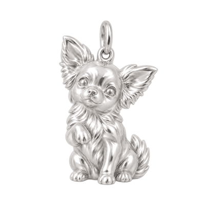 Chihuahua - long hair — My Baby Charm and Polyester Cord Bracelet Set — Silver