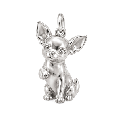 Chihuahua - short hair — My Baby Charm and Polyester Cord Bracelet Set — Silver