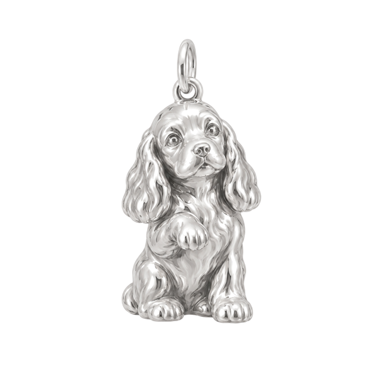 Cocker Spaniel — My Baby Charm and Polyester Cord Bracelet Set — Silver