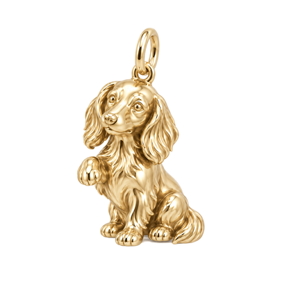 Dachshund - longhair — My Baby Charm and Polyester Cord Bracelet Set — Gold