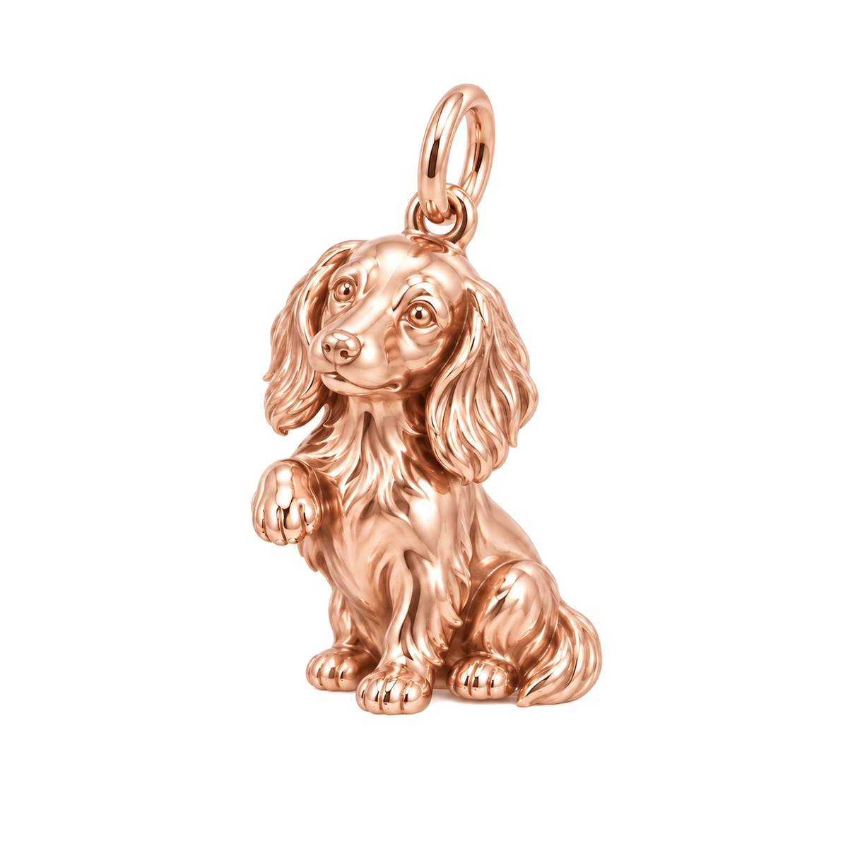 Dachshund - longhair — My Baby Charm and Polyester Cord Bracelet Set — Rose Gold