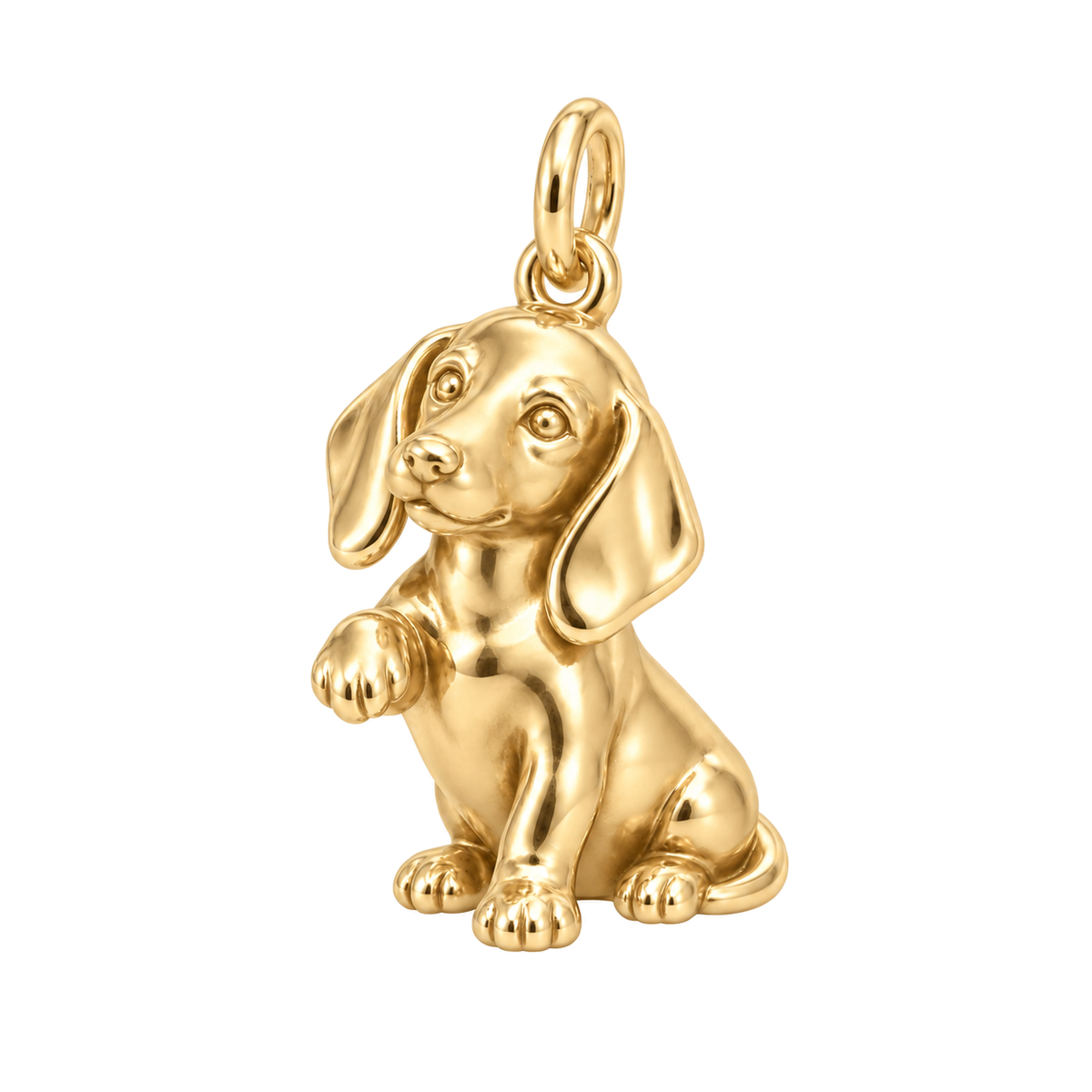 Dachshund - smooth coat — My Baby Charm and Polyester Cord Bracelet Set — Gold