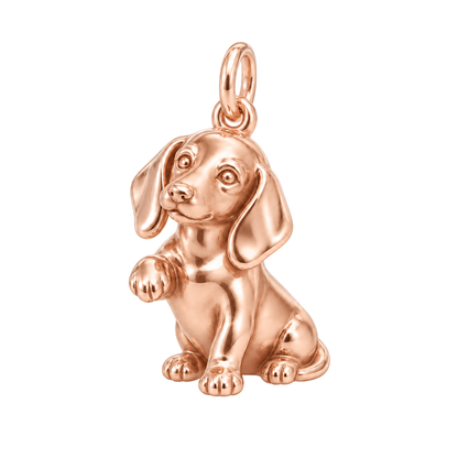 Dachshund - smooth coat — My Baby Charm and Polyester Cord Bracelet Set — Rose Gold