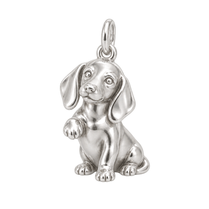 Dachshund - smooth coat — My Baby Charm and Polyester Cord Bracelet Set — Silver