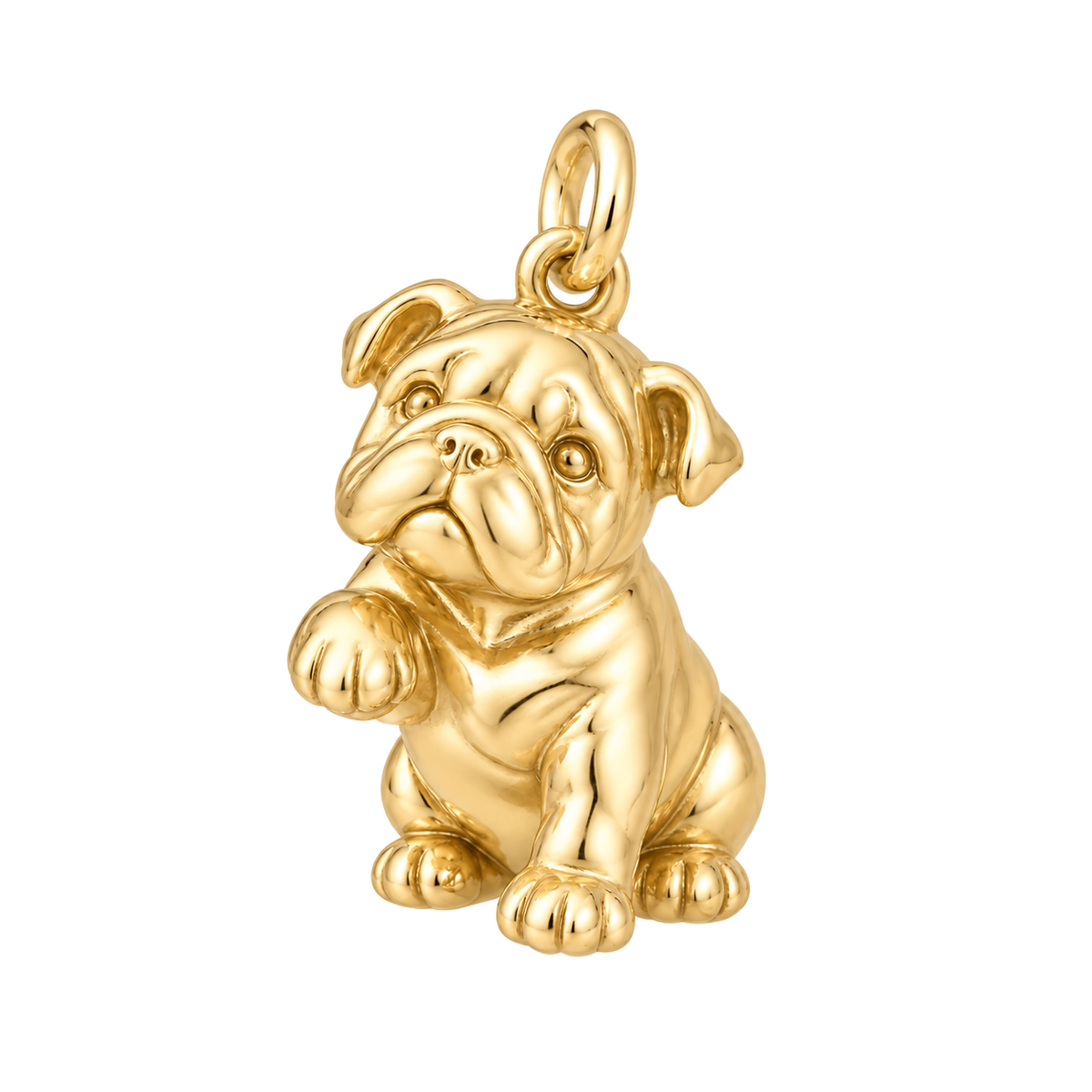 English Bulldog — My Baby Charm and Polyester Cord Bracelet Set — Gold