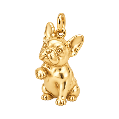 French Bulldog — My Baby Charm and Polyester Cord Bracelet Set — Gold