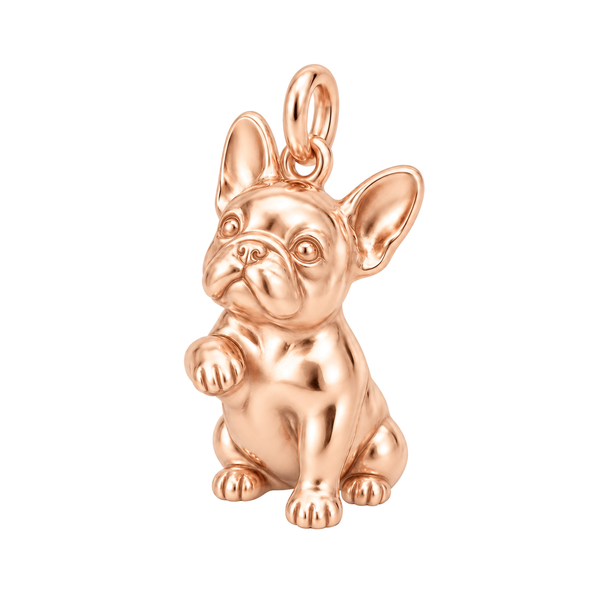 French Bulldog — My Baby Charm and Polyester Cord Bracelet Set — Rose Gold