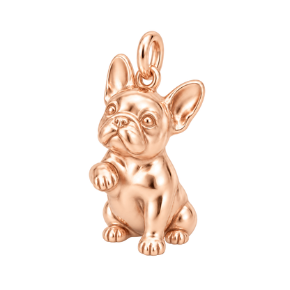 French Bulldog — My Baby Charm and Polyester Cord Bracelet Set — Rose Gold