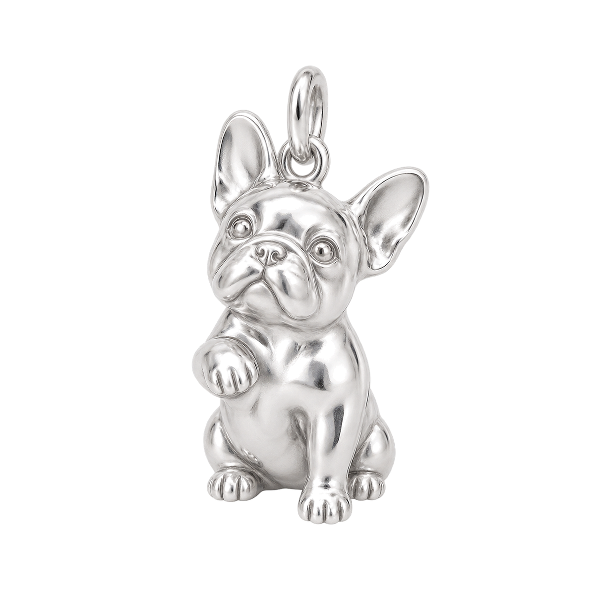 French Bulldog — My Baby Charm and Polyester Cord Bracelet Set — Silver