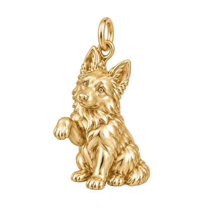 German Shepherd - long coat — My Baby Charm and Polyester Cord Bracelet Set — Gold
