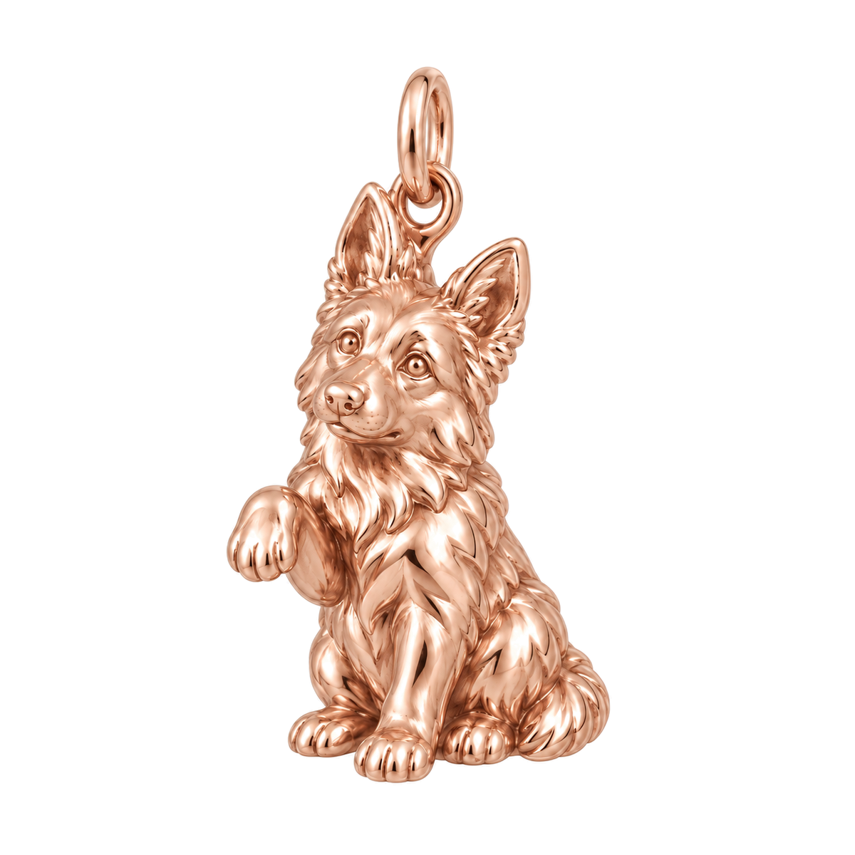 German Shepherd - long coat — My Baby Charm and Polyester Cord Bracelet Set — Rose Gold
