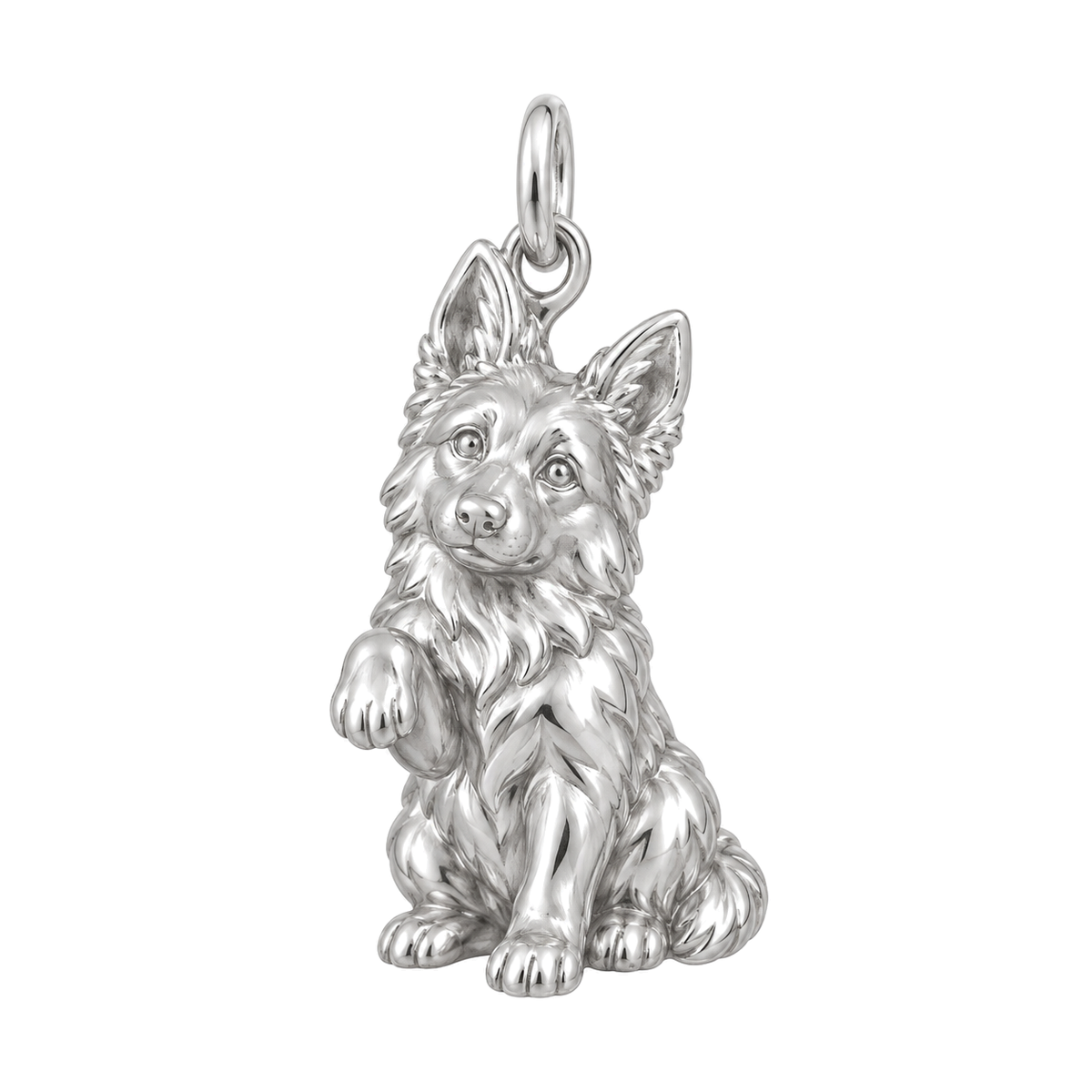 German Shepherd - long coat — My Baby Charm and Polyester Cord Bracelet Set — Silver