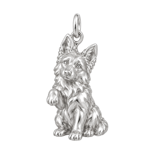 German Shepherd - long coat — My Baby Charm and Polyester Cord Bracelet Set — Silver