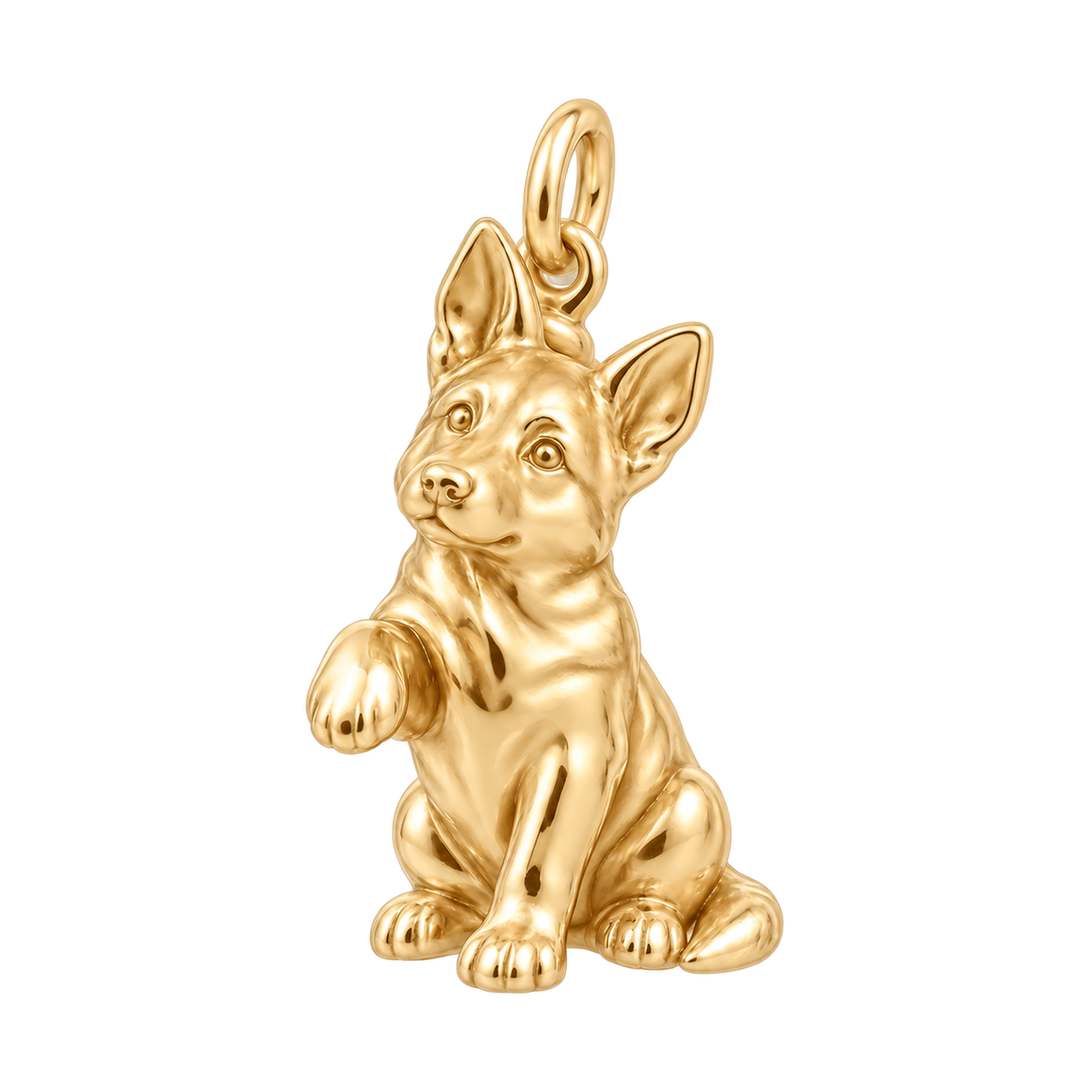 German Shepherd - standard coat — My Baby Charm and Polyester Cord Bracelet Set — Gold