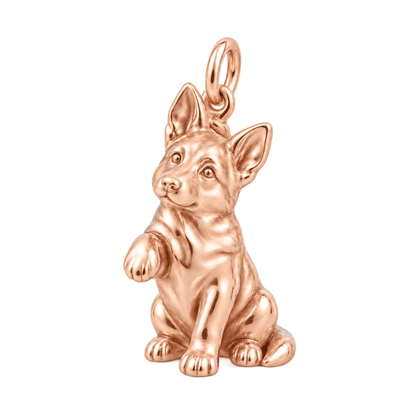 German Shepherd - standard coat — My Baby Charm and Polyester Cord Bracelet Set — Rose Gold