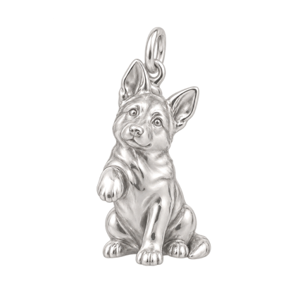 German Shepherd - standard coat — My Baby Charm and Polyester Cord Bracelet Set — Silver