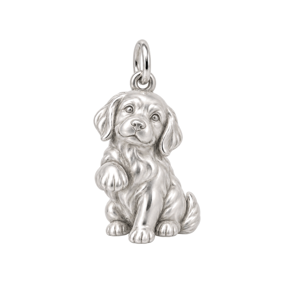 Golden Retriever — My Baby Charm and Polyester Cord Bracelet Set — Silver