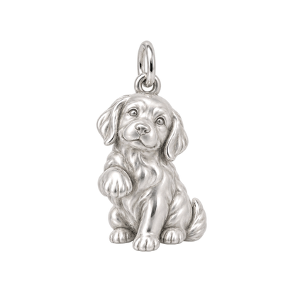 Golden Retriever — My Baby Charm and Polyester Cord Bracelet Set — Silver