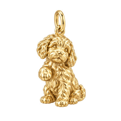 Goldendoodle - mini — My Baby Charm and Polyester Cord Bracelet Set — Gold