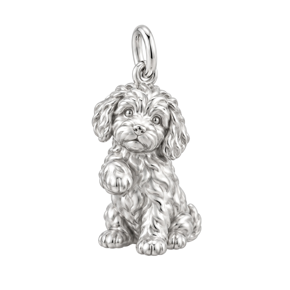 Goldendoodle - mini — My Baby Charm and Polyester Cord Bracelet Set — Silver