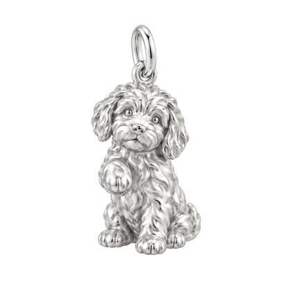 Goldendoodle - mini — My Baby Charm and Polyester Cord Bracelet Set — Silver