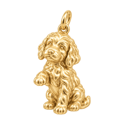 Goldendoodle - standard — My Baby Charm and Polyester Cord Bracelet Set — Gold