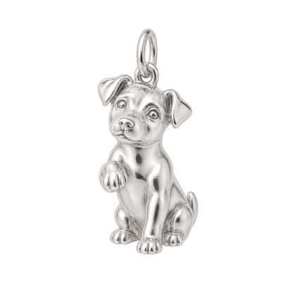 Jack Russell Terrier — My Baby Charm and Polyester Cord Bracelet Set — Silver