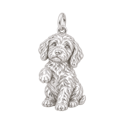 Labradoodle — My Baby Charm and Polyester Cord Bracelet Set — Silver