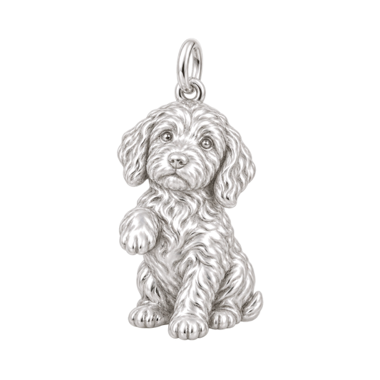 Labradoodle — My Baby Charm and Polyester Cord Bracelet Set — Silver