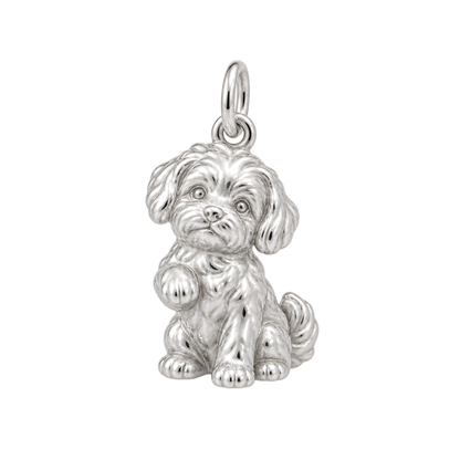 Maltipoo — My Baby Charm and Polyester Cord Bracelet Set — Silver