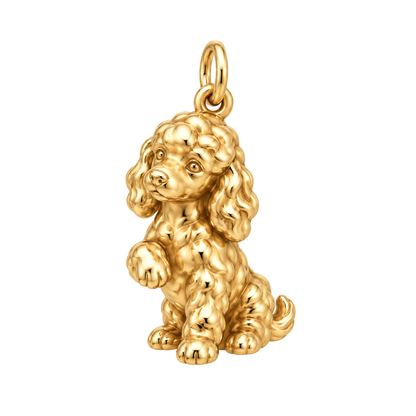 Poodle - standard — My Baby Charm and Polyester Cord Bracelet Set — Gold
