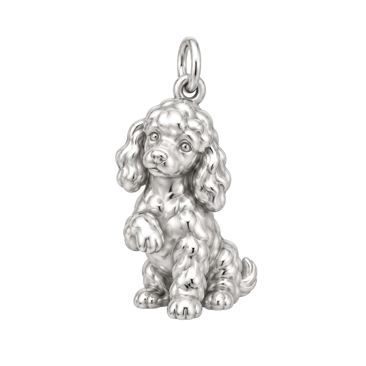 Poodle - standard — My Baby Charm and Polyester Cord Bracelet Set — Silver